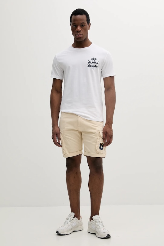 Bavlněné tričko Alpha Industries Aloha T BP 156530 bílá SS25