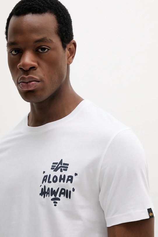 Bavlněné tričko Alpha Industries Aloha T BP bílá 156530