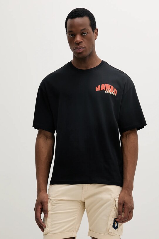Odzież Alpha Industries t-shirt bawełniany Hawaii Aloha T BP 156535 czarny