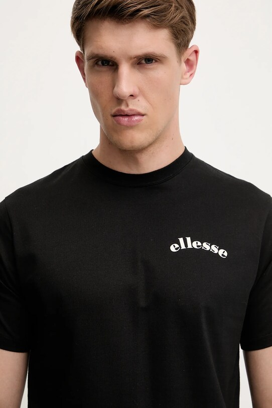 Ellesse t-shirt bawełniany Courtside czarny SHZ21991