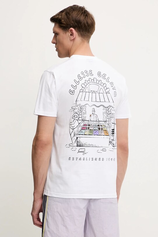Ellesse tricou din bumbac Stradone print alb SHZ21846