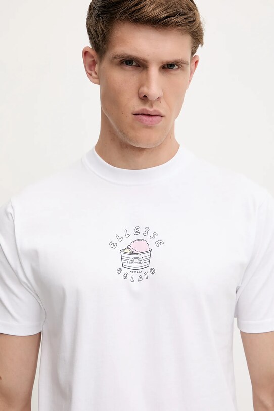 Ellesse tricou din bumbac Stradone alb SHZ21846
