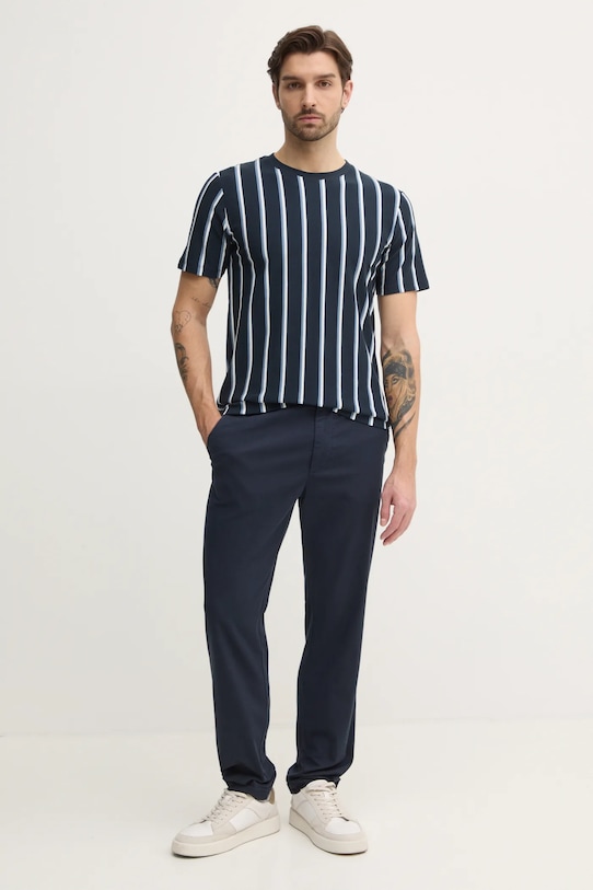 Bombažna kratka majica Lindbergh 30.400259.NAVY mornarsko modra SS25