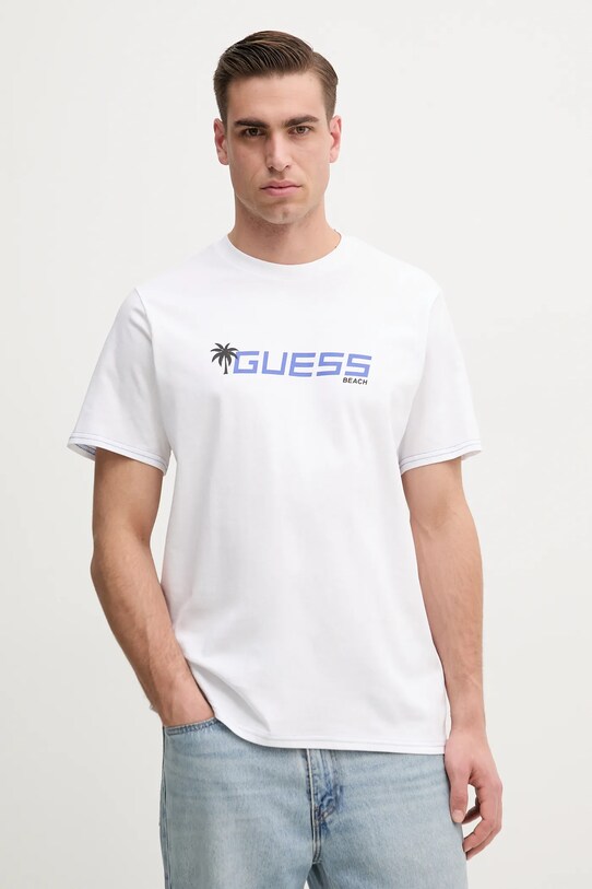 Guess t-shirt bawełniany nadruk biały F5GI06.I3Z14