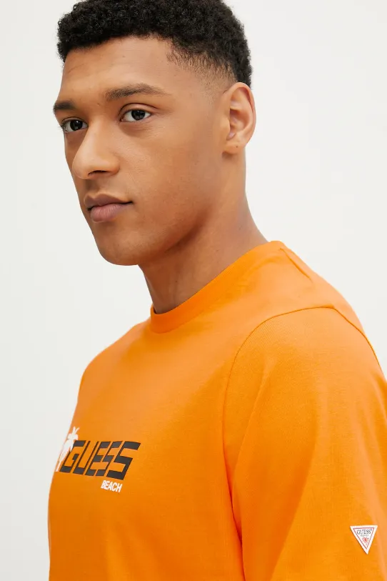 Guess t-shirt bawełniany pomarańczowy F5GI06.I3Z14