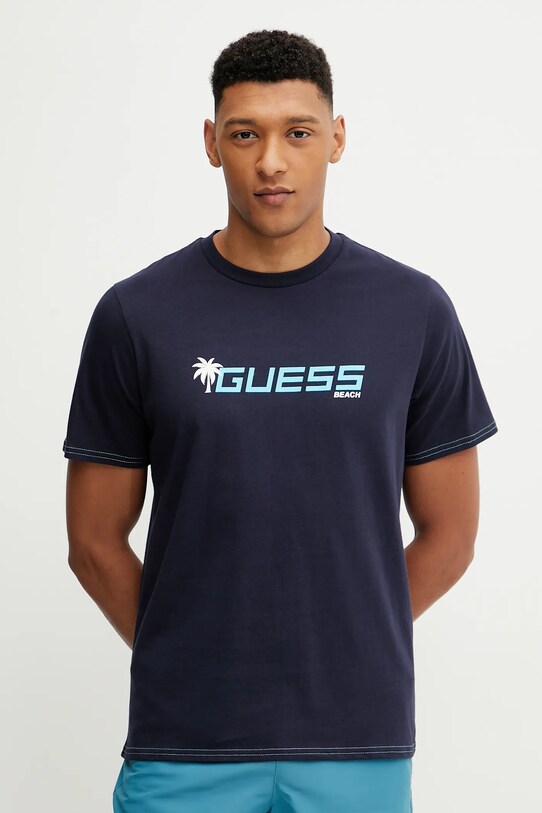 Хлопковая футболка Guess хлопок тёмно-синий F5GI06.I3Z14