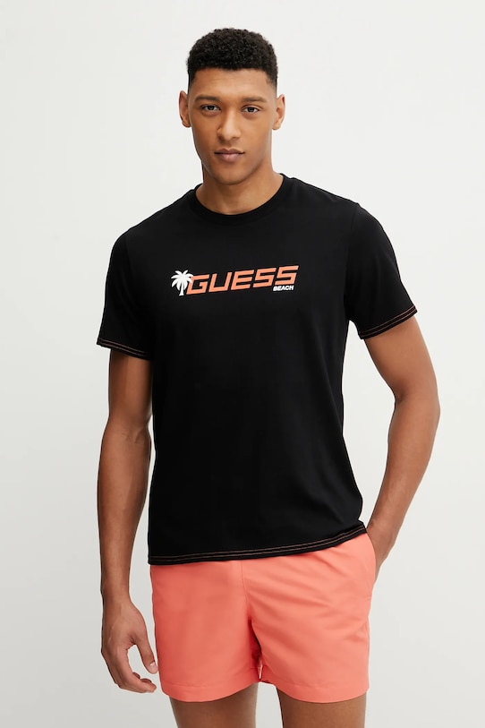 Guess tricou din bumbac print negru F5GI06.I3Z14