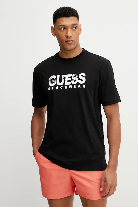 Guess tricou din bumbac print negru F5GI11.I3Z14