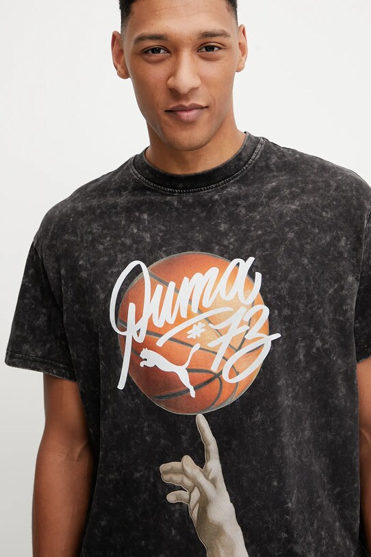 Βαμβακερό μπλουζάκι Puma Dylan Exhibit μαύρο 630475