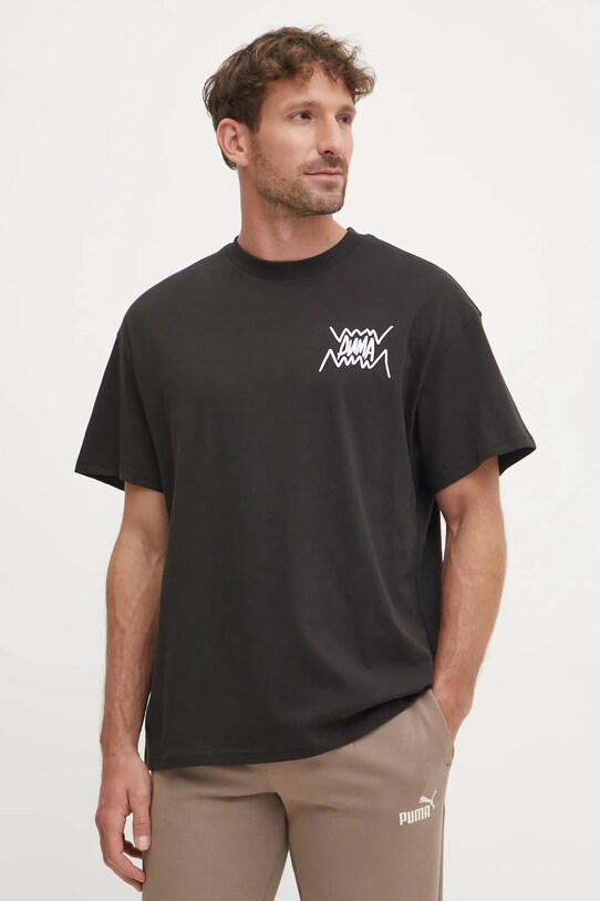 Puma t-shirt in cotone rilassato nero 630493