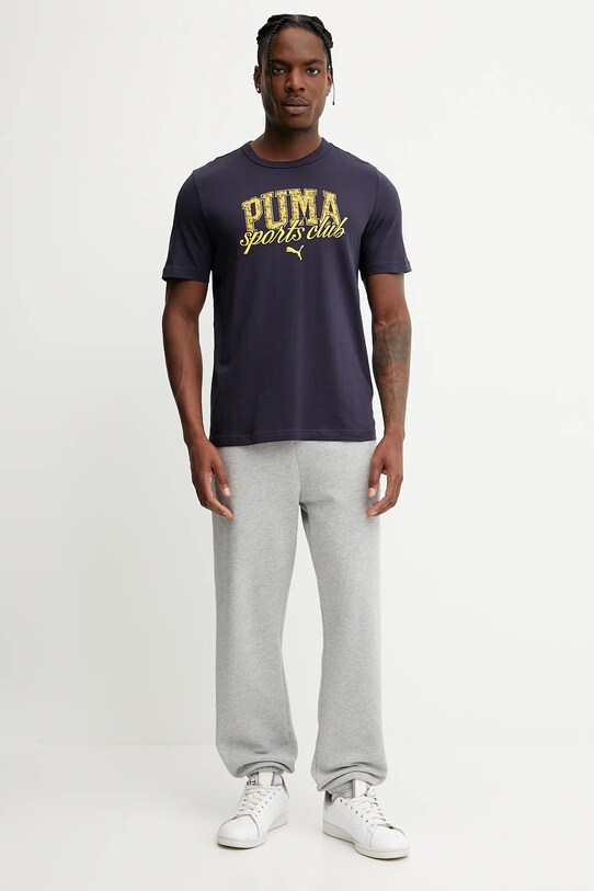 Puma tricou din bumbac 684643 bleumarin SS25