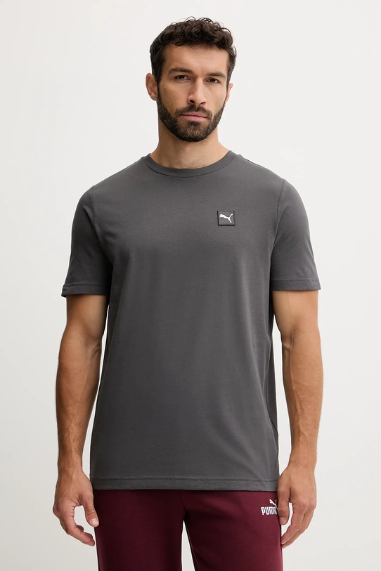 Puma t-shirt bawełniany ESS ELEVATED regular szary 684726