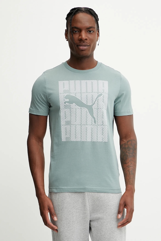 Puma t-shirt bawełniany nadruk zielony 684825