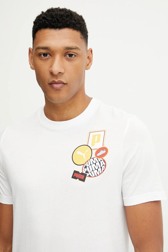 Puma t-shirt bawełniany GRAPHICS Icon biały 684829
