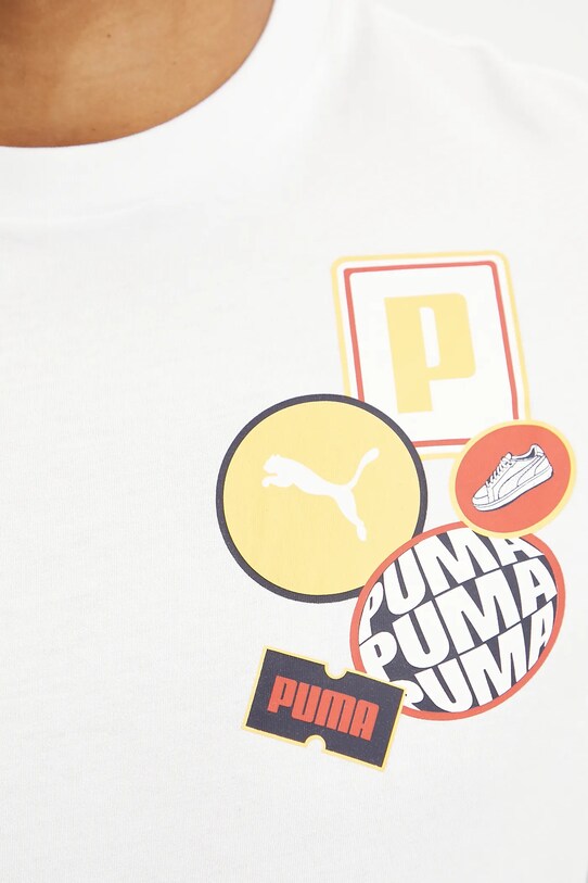 Puma t-shirt bawełniany GRAPHICS Icon 684829 biały