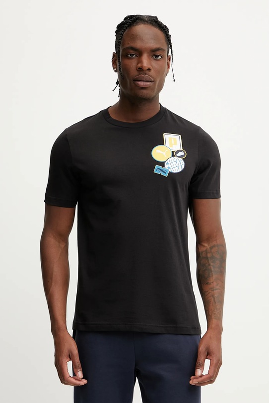 Puma tricou din bumbac GRAPHICS Icon print negru 684829