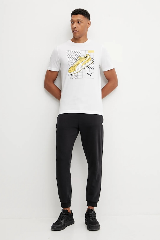 Puma tricou din bumbac GRAPHICS Sneaker 684830 alb SS25