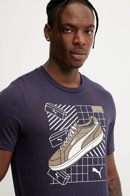 Βαμβακερό μπλουζάκι Puma GRAPHICS Sneaker σκούρο μπλε 684830