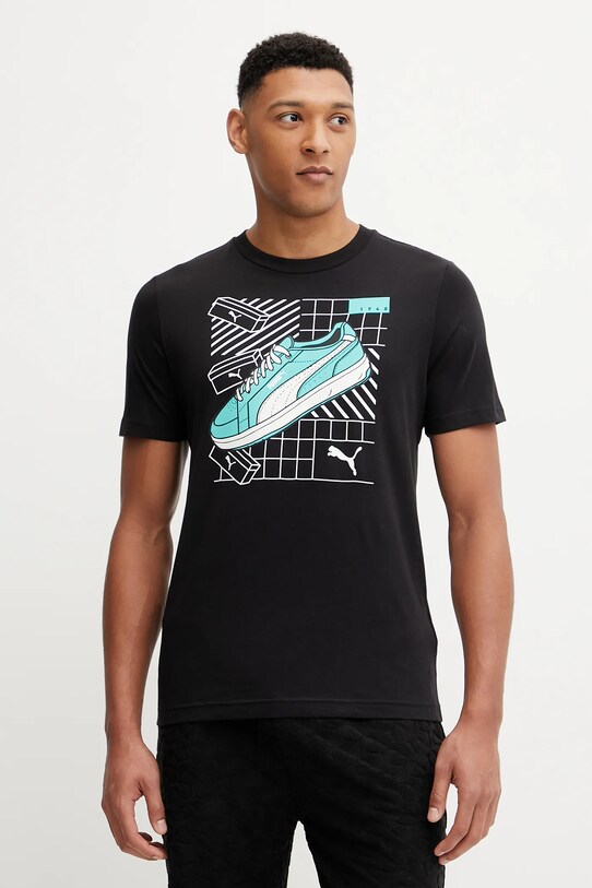 Βαμβακερό μπλουζάκι Puma GRAPHICS Sneaker βαμβάκι μαύρο 684830