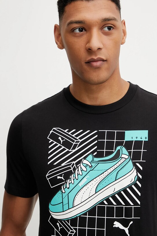 Puma tricou din bumbac GRAPHICS Sneaker negru 684830
