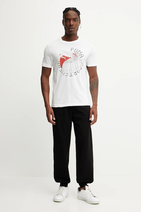 Puma t-shirt bawełniany GRAPHICS Execution 684833 biały SS25
