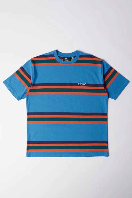 by Parra t-shirt bawełniany Script striped wzorzyste niebieski 53210