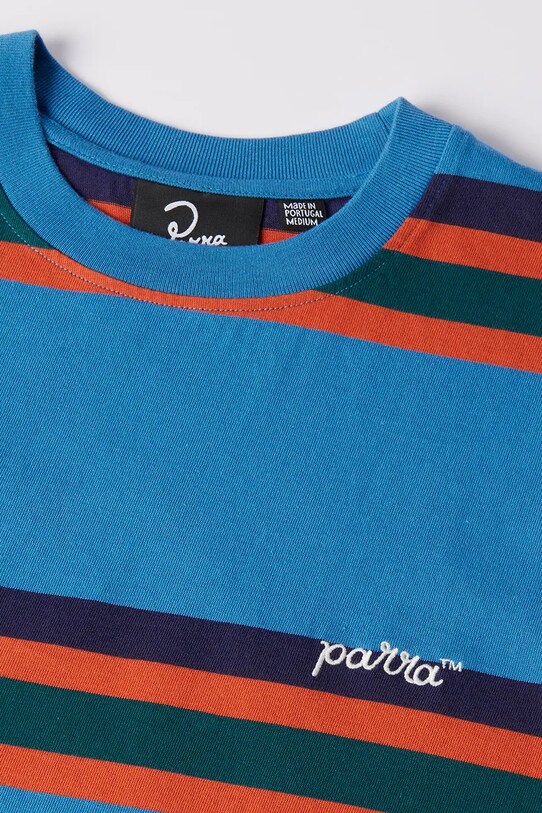 Odzież by Parra t-shirt bawełniany Script striped 53210 niebieski