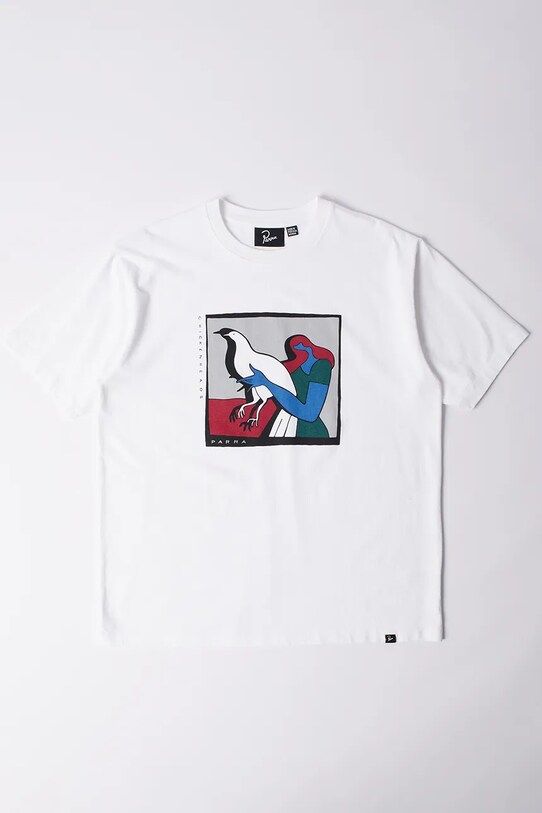 by Parra t-shirt bawełniany Look at it okrągły biały 53301..