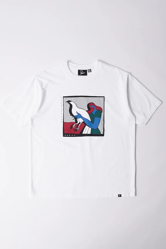 Βαμβακερό μπλουζάκι by Parra Look at it στρογγυλό λευκό 53301..