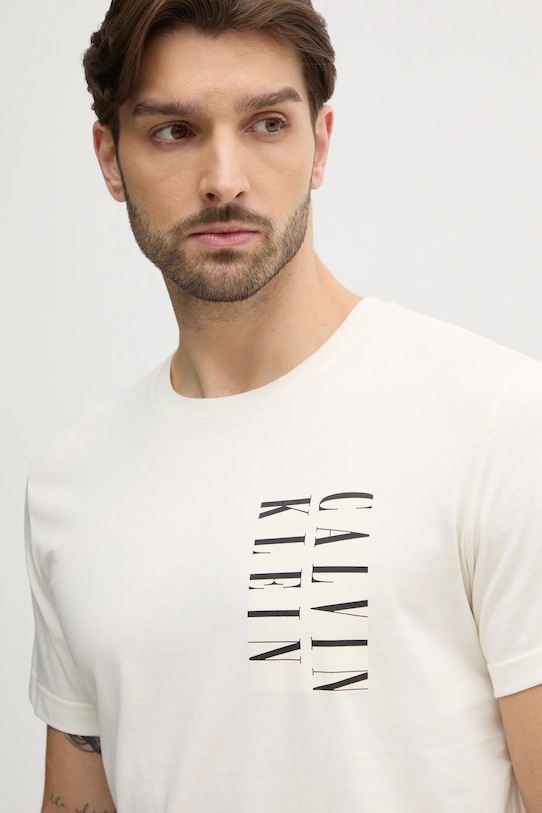 Calvin Klein Jeans tricou din bumbac print bej J30J327474