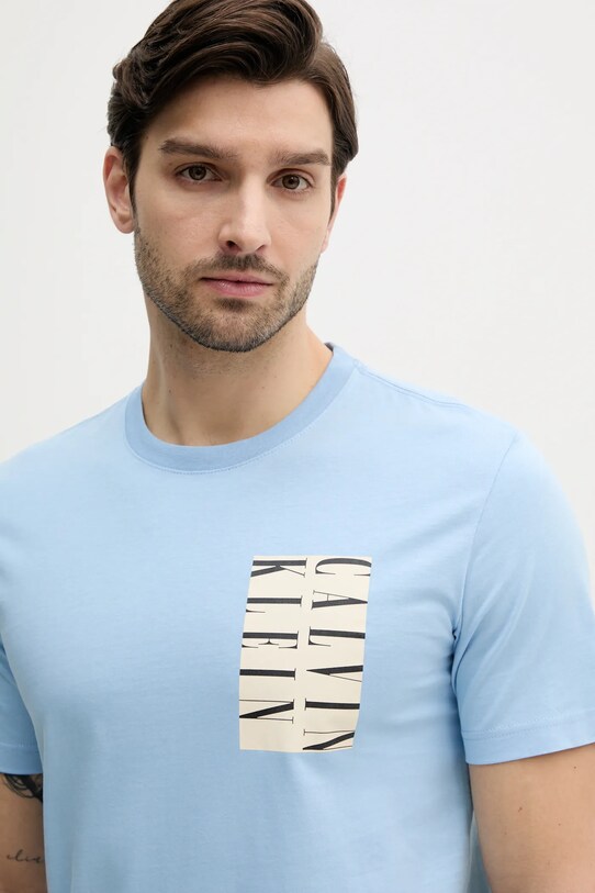 Хлопковая футболка Calvin Klein Jeans голубой J30J327474