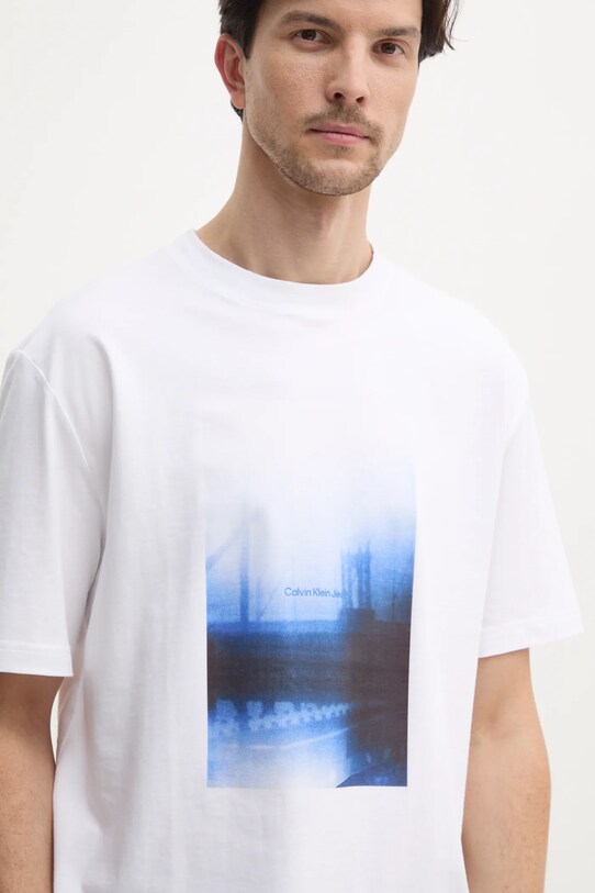 Bavlnené tričko Calvin Klein Jeans biela J30J327477