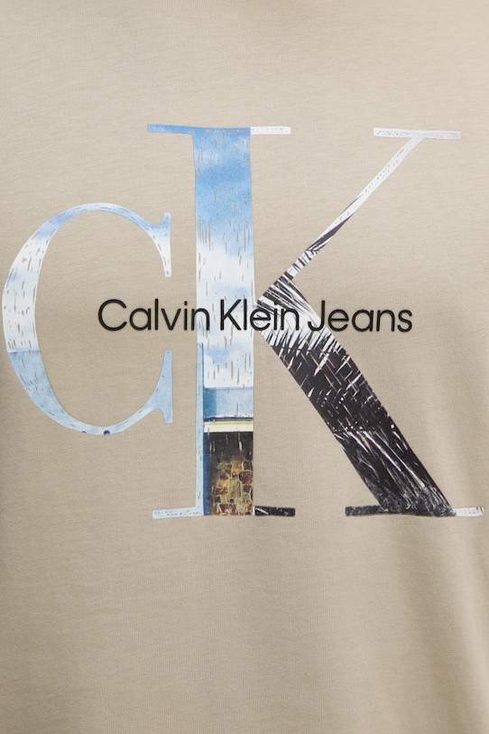 Calvin Klein Jeans pamut póló J30J327483 bézs