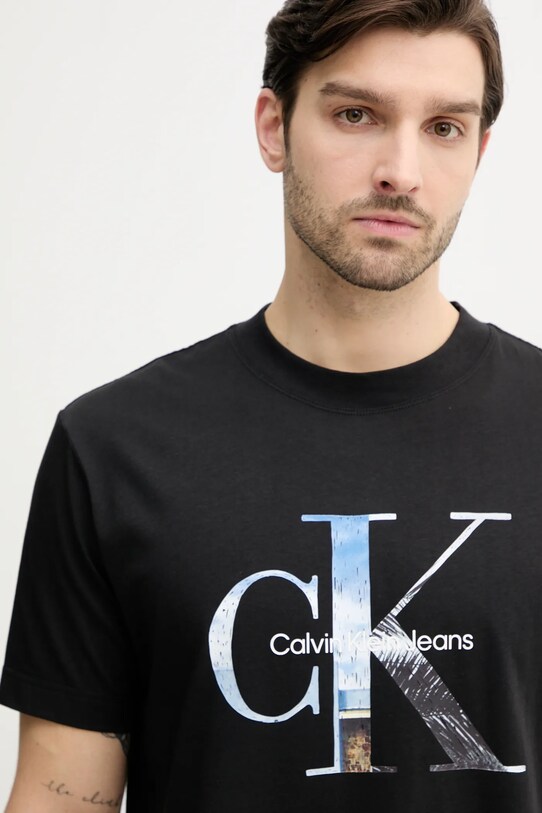 Bavlněné tričko Calvin Klein Jeans černá J30J327483