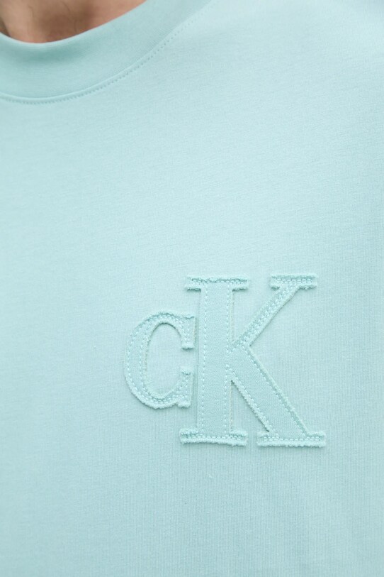 Бавовняна футболка Calvin Klein Jeans J30J327494 бірюзовий
