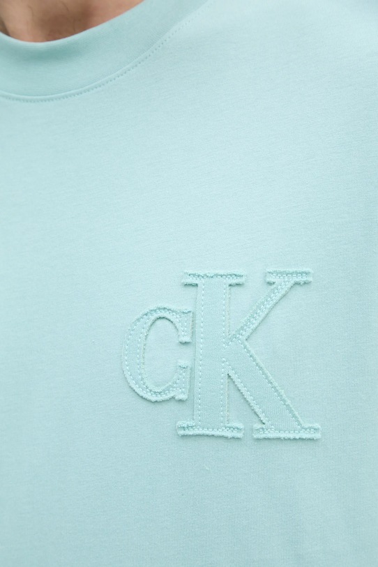 Bavlnené tričko Calvin Klein Jeans J30J327494 tyrkysová