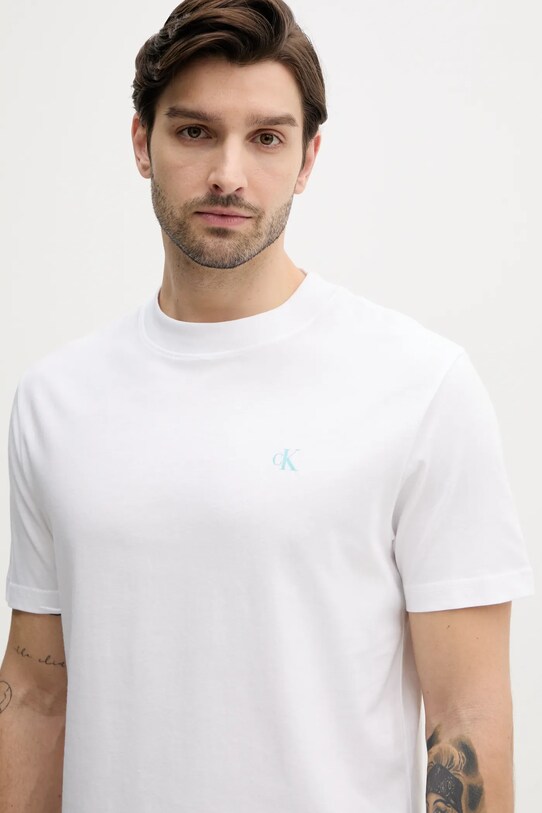 Памучна тениска Calvin Klein Jeans J30J327523 бял