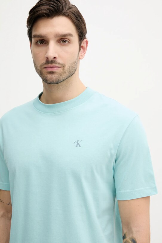 Calvin Klein Jeans pamut póló türkiz J30J327523