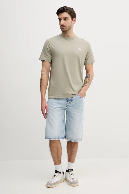 Calvin Klein Jeans pamut póló J30J327523 bézs SS25