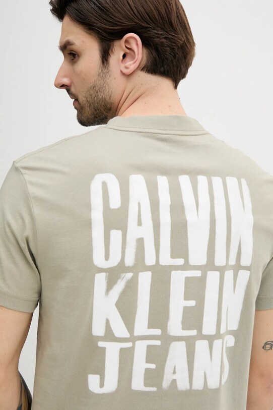 Calvin Klein Jeans pamut póló J30J327523 bézs