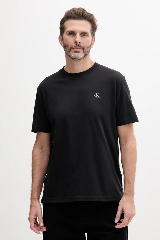 Памучна тениска Calvin Klein Jeans J30J327523 черен SS25