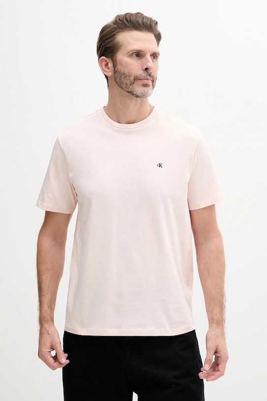 Calvin Klein Jeans tricou din bumbac uni roz LV040HM265