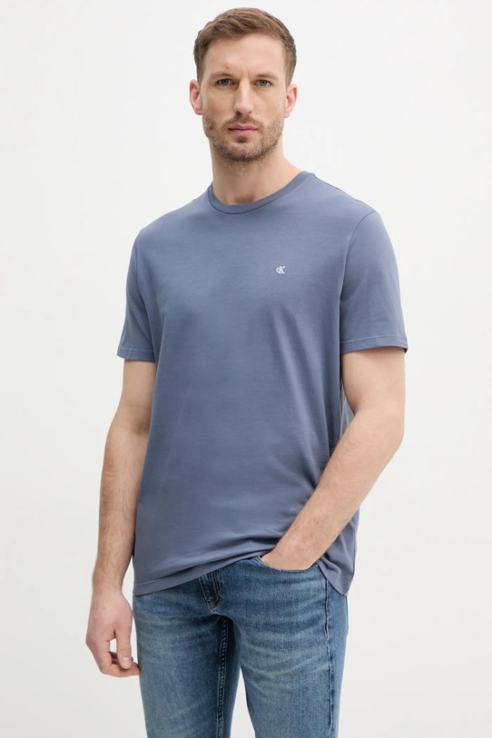 Bavlnené tričko Calvin Klein Jeans jednofarebný modrá LV040HM265