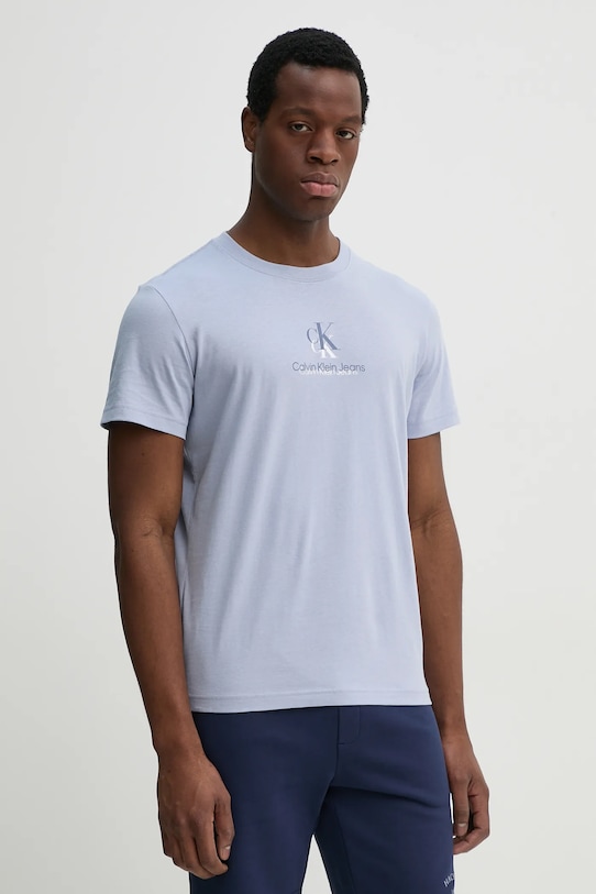 Bavlněné tričko Calvin Klein Jeans potisk modrá J30J327469