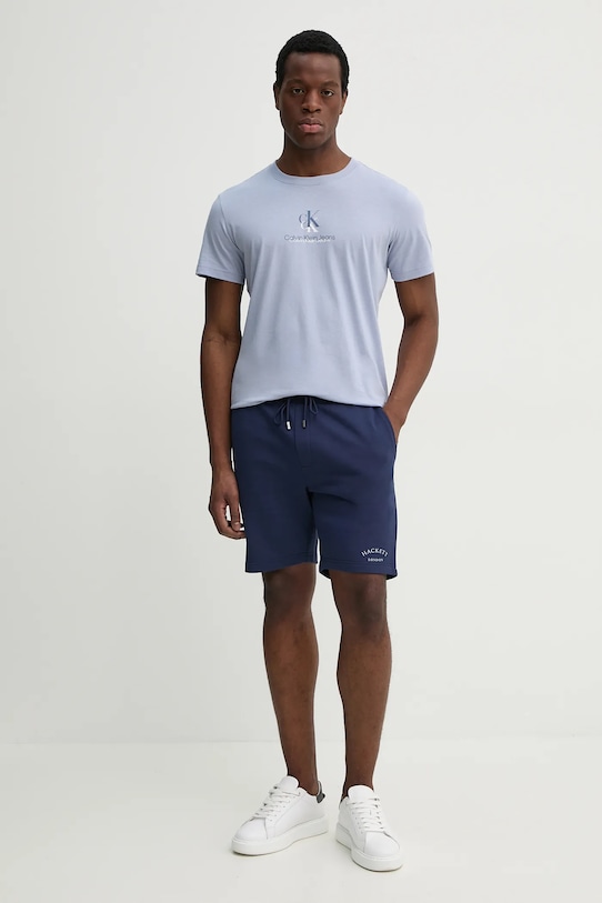 Bavlněné tričko Calvin Klein Jeans J30J327469 modrá SS25