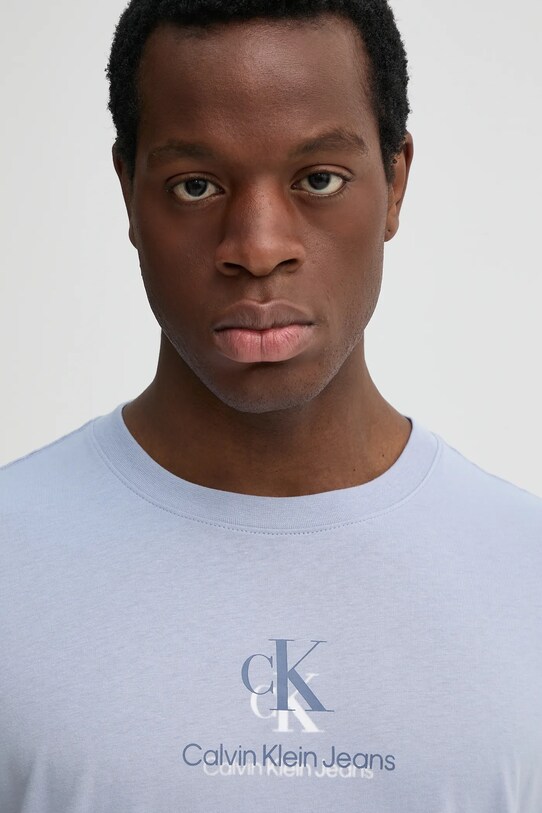 Хлопковая футболка Calvin Klein Jeans голубой J30J327469