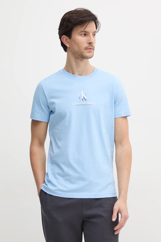Бавовняна футболка Calvin Klein Jeans блакитний J30J327469