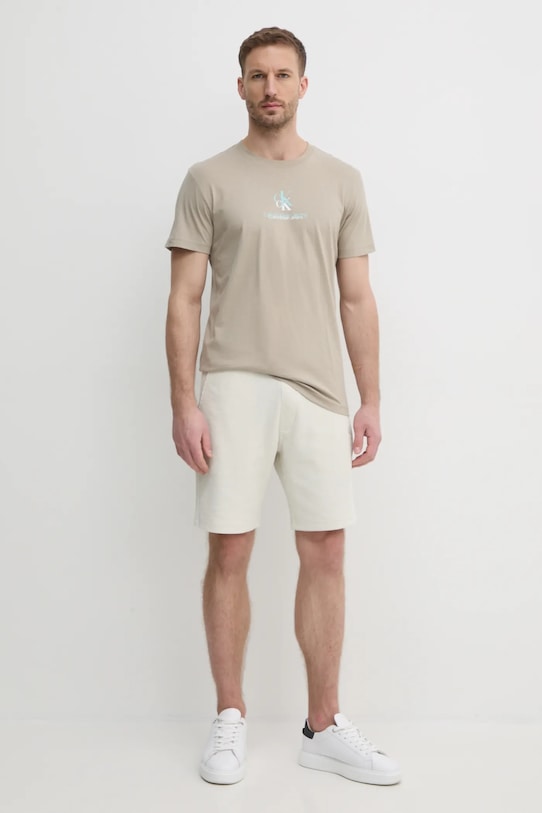 Calvin Klein Jeans t-shirt bawełniany J30J327469 beżowy SS25
