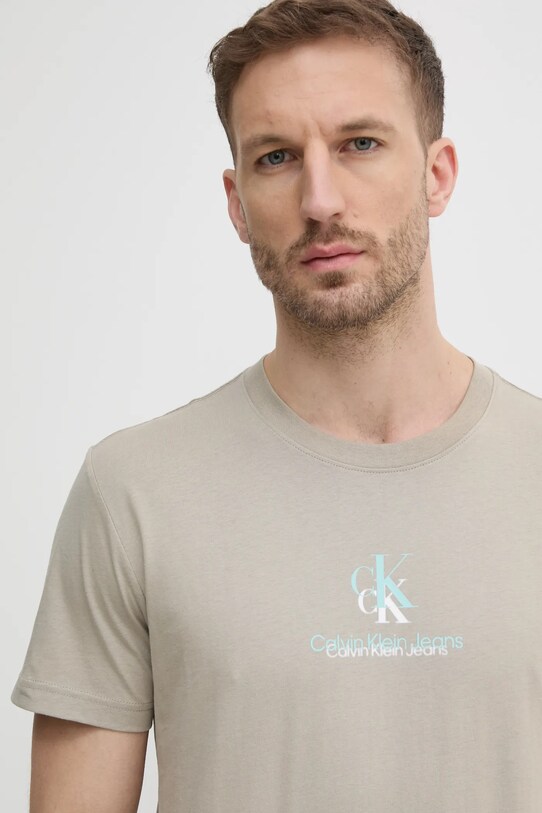 Calvin Klein Jeans t-shirt bawełniany beżowy J30J327469