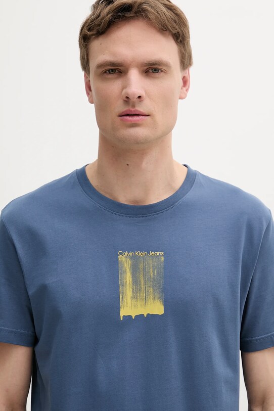 Oblačila Bombažna kratka majica Calvin Klein Jeans J30J327522 modra